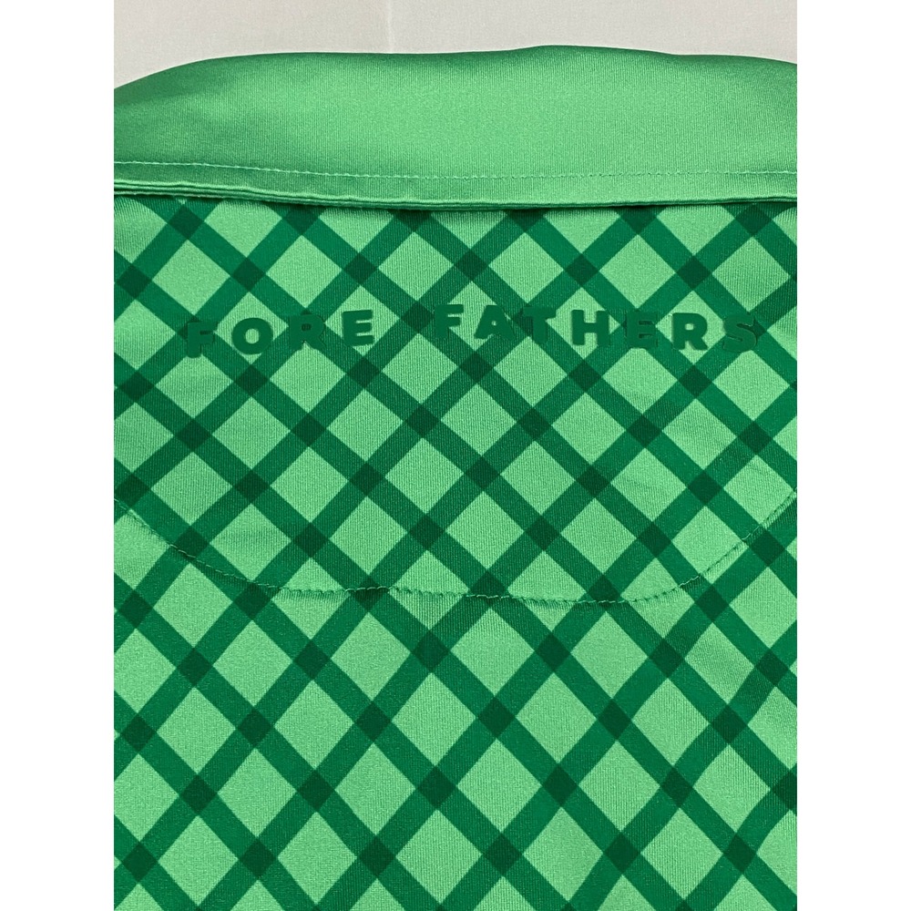 Fore Fathers Mens XXL Green Diagonal Grid Performance Golf Polo Shirt - Picture 3 of 12